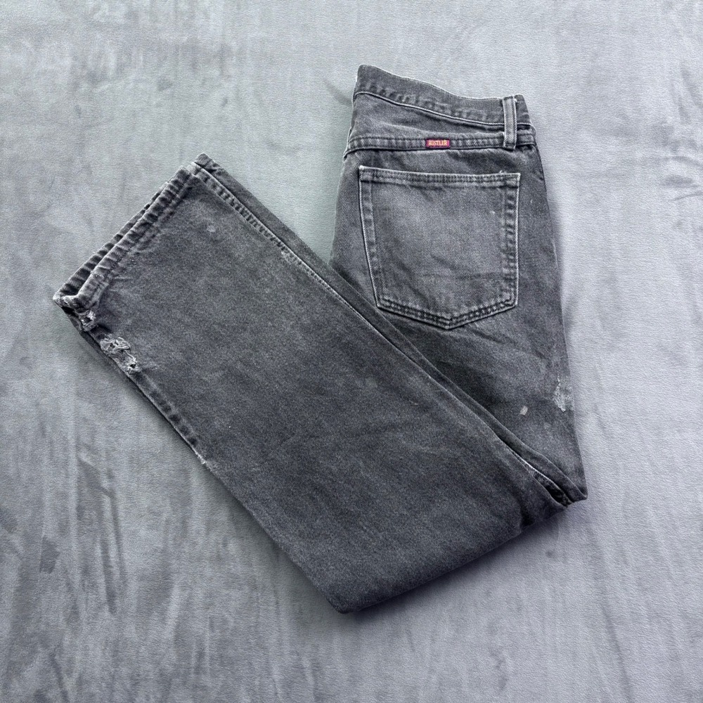 Rustler Mens Regular Fit Black Paint Splatter Distressed Jeans 32x30 87619CB